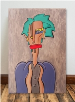 Figure with green hair