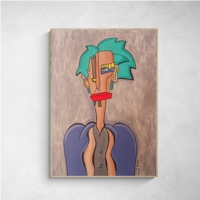 Figure with green hair