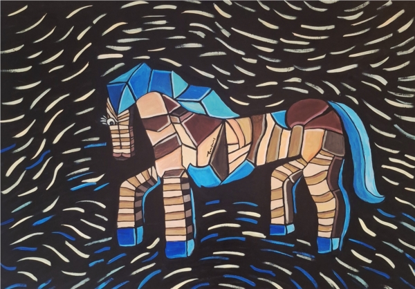 Mosaic Horse in Motion