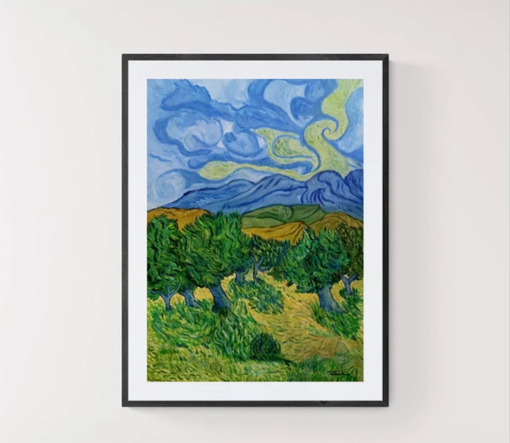 Olive trees with mountains