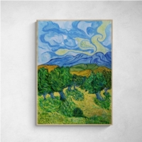 Olive trees with mountains