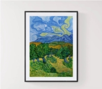 Olive trees with mountains